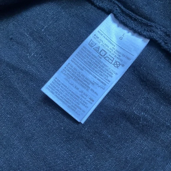 Fit & Flare Black Linen blend Midi Dress L - Picture 8 of 9